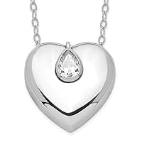 Necklace Chain White Sterling Silver Cable With Pendant Themed Closed Back Cubic Zirconia Cz 18 In 1.8 Mm