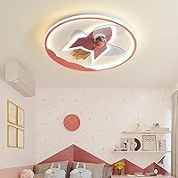 Indoor Kids Room Low Profile Ceiling Fan with LED Light Remote Control Mute 3 Gear Wind Speed Dimming 3-Color Timing Function
