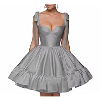 Tsbridal Spaghetti Straps Homecoming Dresses for Women Satin A Line Prom Dress Short Formal Cocktail Dress