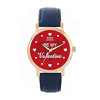 Red Be My Valentine Gift which is Hand Assembled and has a Hand Sketched dial All from London, 38 or 42mm case, Multiple Colours of Leather or Metal Straps Quartz Watch