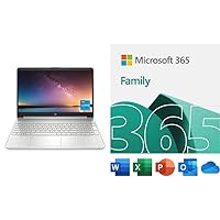 HP 15-inch Laptop, 11th Generation Intel Core i5-1135G7, Intel Iris Xe Graphics, 8 GB RAM 256 GB SSD, Windows 11 Home Natural silver with Microsoft 365 Family | 15-Month Subscription | PC/Mac Download
