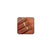 Tasiso Stackable Gold Rings for Women Non Tarnish Trendy Dainty 14K Gold Plated Cubic Zirconia Thumb Ring Set Trendy Statement Love Friendship Promise Engagement Rings Size 6 7 8 9 10
