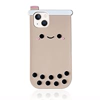 Yatchen Kawaii Phone Cases Apply to iPhone,Cute 3D Cartoon Boba Milk Tea Phone Cover Soft Silicone Funny Bubble Pearl Case for Women Girls Shockproof Protective (Boba Milk Tea, iPhone 11)