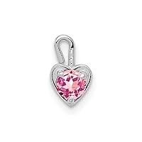 14K White Gold October Simulated Birthstone Heart Charm