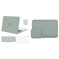 MOSISO Compatible with MacBook Pro 14 inch Case 2024-2021 M3 A2918 A2992 M2 A2779 M1 A2442, Neoprene Sleeve Bag&Plastic Hard Cased&Keyboard Cover&Screen Protector&Storage Bag,Antique Green