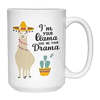 Counselor Mug 15 oz, I'm Your Llama Give Me Your Drama Funny Gift Cup Idea for Guidance Mental Health Grief School Counseling Week, White