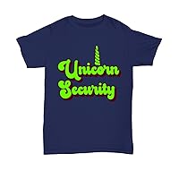 Unicorn Security Neon Green Vintage Retro 70s 80s 90s Women Men Plus Size Graphic T-Shirt Unisex Tee Navy
