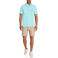 Nautica mens Short Sleeve Solid Stretch Cotton Pique Polo Shirt, Bright Aqua, X-Large US