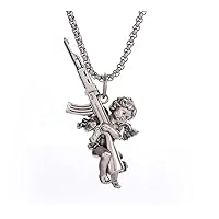 Angel of Resilience Pendant Necklace Halloween Gothic Steampunk Punk Mens Jewellery, Crystal