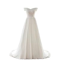 Lace Bodice Off The Shoulder Wedding Dresses A line with Cap Short Sleeves Corset 2024