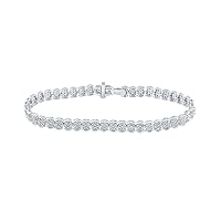 10kt White Gold Womens Round Diamond Fashion Bracelet 2 Cttw