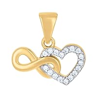14k Two tone Gold Womens CZ Cubic Zirconia Simulated Diamond Infinity Love Heart Charm Pendant Necklace Measures 14.2x15mm Wide Jewelry Gifts for Women
