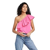 A New Day Women's One Shoulder Ruffle Top - (XSmall, Pink)