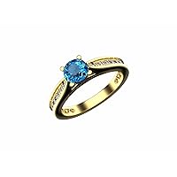 0.90 CTW London Blue Topaz Ring Stone Size 5.5MM In 14k Solid Gold Diamond Size 1.5MM Diamond Weight 0.50 CTW