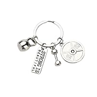 YangQian Fitness Gifts Keychain Inspirational Gifts Dumbell Kettlebell Weight Plate Barbell Sports Charms Pendant Keychain