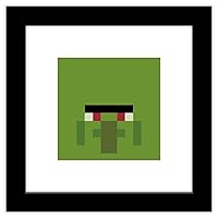 Gallery Pops Minecraft: Iconic Pixels - Mobs - Zombie Villager Wall Art, Black Framed Version, 12'' x 12''