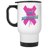 Humorous Gift Idea Humorous Gift for Ballerinas, Novelty for Dance Enthusiasts, Ballet Dancer Gift Idea for Birthday - Dance Like No One Is Watching Quote on 14 Oz White Stainless Steel Travel Mug
