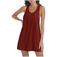 Bargain Finds Prime Clearance Today Scoop Neck Summer Dresses for Women Casual Sleeveless Cami Dress Trendy Cute Mini Sundress Beach Short Sun Dress Womens Dresses Casual Red