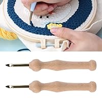 Phicus 2 Pcs/Set Wooden Handle Sewing Embroidery Pens Ergonomic Design Weaving Tools Knitting s KXRE
