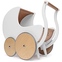 Kinderfeets Pram Walker - Toy Stroller for for Babies, Kids, and Toddlers | Sustainable and Eco-Friendly | 2-in-1 Walker and Stroller Design (White)