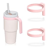Tumbler Handle for Stanley 14oz Quencher H2.0 Flowstate Tumbler, Pack of 2 Tumbler Handles,Anti Slip, Car Cup Holder Friendly, Improved Grip, Reduced Spills (Light Pink, 14 oz)
