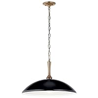 KICHLER Delarosa 1-Light Pendant, Updated Traditional Light in Black and Champagne Bronze, Sloped Ceiling Compatible, for Your Kitchen, Dining Room or Hallway (12.75