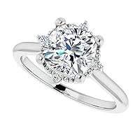 10K Solid White Gold Handmde Engagement Ring 3 CT Cushion Cut Moissanite Diamond Solitaire Weddings/Bridal Rings for Womens/Her Proposes Ring