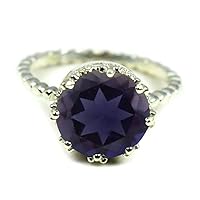 Choose Your Color Natural Round Gemstone Sterling Silver Ring for Her Friendship Love Sizes 5-13