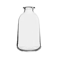 Glass Milk Bottle Vase, for Use with Dried or Faux Flowers and Greenery, 6.7x6.7x9.4 Inch, Clear