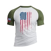 T-Shirts for Men 100% Cotton Crewneck Patriotic Pattern Casual Short Sleeve Tee