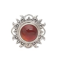 NOVICA Artisan Handmade Carnelian Cocktail Ring Sun Themed .925 Sterling Silver Red Indonesia Birthstone 'Light Of The Universe'