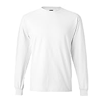 Hanes Men's Beefy-T Long-Sleeve T-Shirt , White - Medium