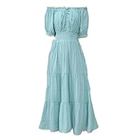 Women's Chiffon Dress 2023 Off Shoulder Halter Neck Strap Pleated Hem Flowy Bohemian Maxi Dress