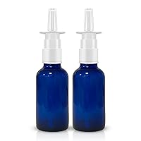 VIGOR PATH Glass 1 oz Nasal Sprayer - Empty, Refillable, Travel-Sized Solution for Saline Applications - Quality Glass Construction! (Blue)