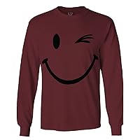 Cute Graphic Happy Funny Blink Smile Smiling face Positive Long Sleeve Men's