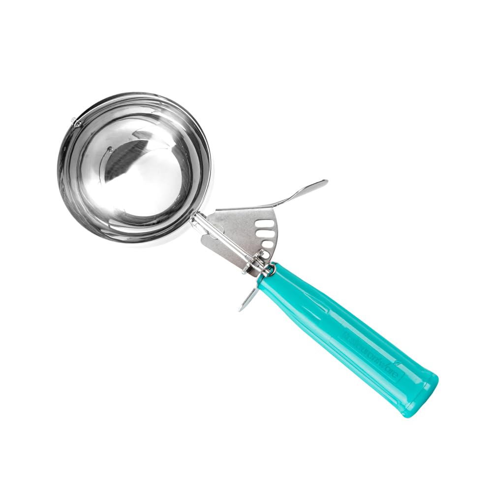 Met Lux 6 Ounce Portion Scoop, 1 Durable Disher Scoop - Thumb Trigger, Teal Stainless Steel Ice Cream Disher, For Portion Control, For Ice Cream, Mashed Potato, And Cookie Dough - Restaurantware