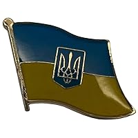 Wholesale Pack of 6 Ukraine Middle Trident Wavy Country Flag Motorcycle Hat Cap lapel Pin