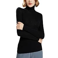 Women's 100% Merino Wool Turtleneck Slim Fit Fall Warm Knitted Sweater Knitted Long Sleeve Solid Top