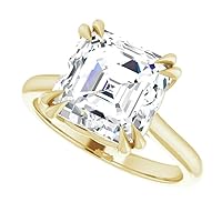 Moissanite Prong Set Rings 4 CT Asscher Cut Moissanite Sterling Silver Wedding Band Engagement Rings Precious Gifts for Women