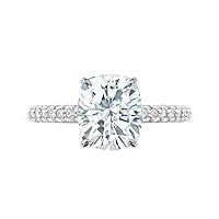 4 CT Elongated Cushion Cut Colorless Moissanite Engagement Rings for Women, Hidden Halo Handmade Moissanite Diamond Bridal Wedding Ring, Anniversary Propose Gifts Her