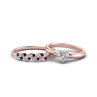 Choose Your Gemstone Unique Diamond CZ Bridal Ring Set Rose Gold Plated Heart Shape Wedding Ring Sets Ornaments Surprise for Wife Symbol of Love Clarity Comfortable US Size 4 to 12