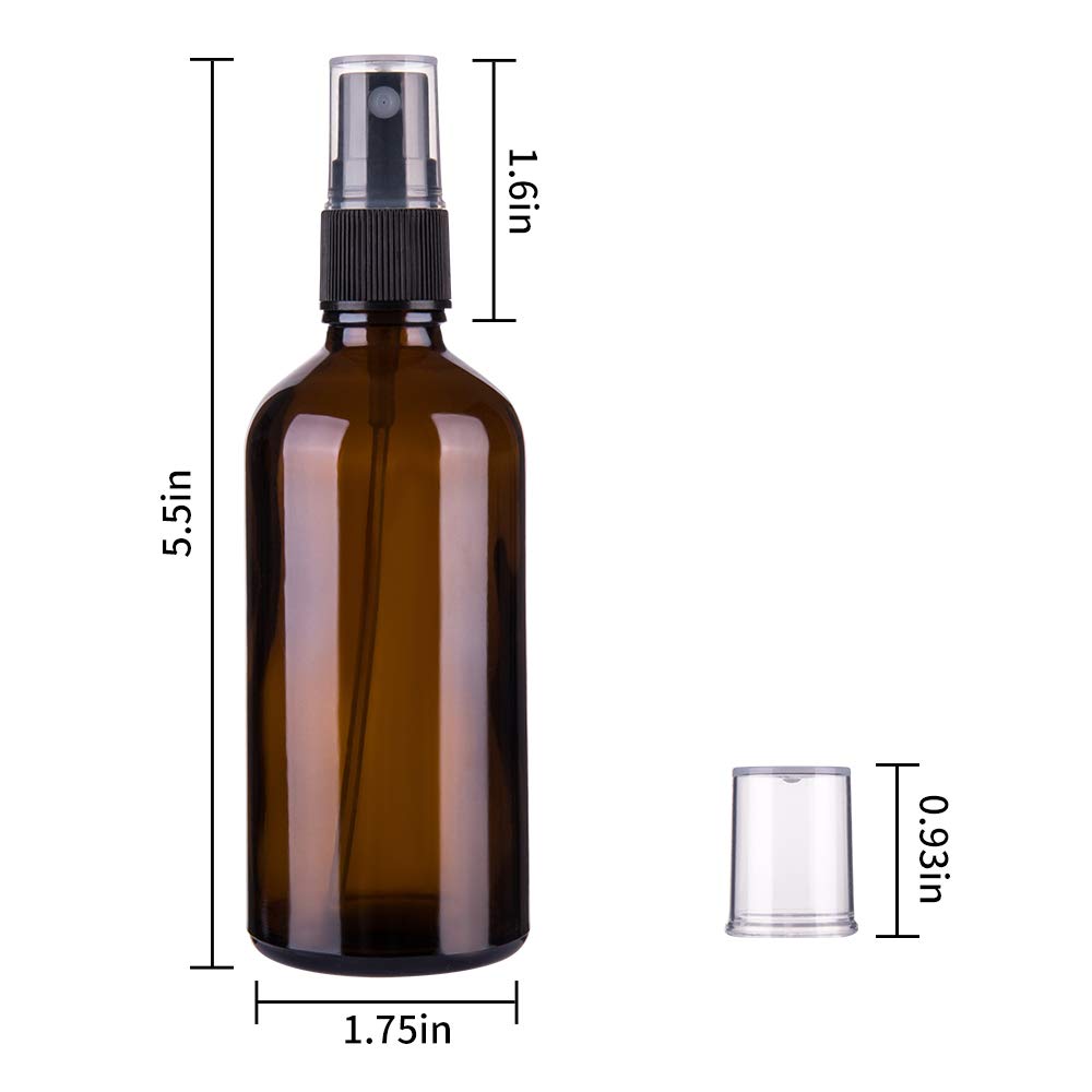 Hydior Amber Glass Spray Bottles for Essential Oils, 4oz Empty Small Fine Mist Spray Bottle 2 Pack