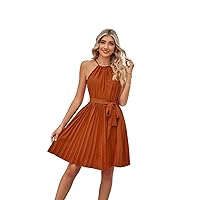 VERSACORE - Chic Chiffon 2023 Summer Fashion Dress with Halter Neck- Elegant Strapless Sundress with Pleated Skirt
