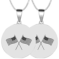 2PCS Handmade Craft Engraved Polished Stainless Steel Women/Men Usa Flag Racing Finger Jewelry Pendant Necklace Chain
