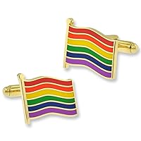 PinMart's Gay Pride Rainbow Flag Gold Cufflink Set
