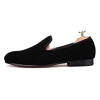Handmade Plain Black Velvet Smoking Slippers Shoes