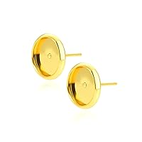 100pcs Adabele Hypoallergenic Tarnish Resistant Gold Earring Post Findings Bezel Tray Cup Setting for 10mm Round Cabochon Stud Earrings Jewelry Making BF7-10