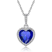 Romantic Valentine's Day Special Heart Shaped Tanzanite & CZ Diamond Lovely Pendant Necklace Fashion Jewelry for Women's Teen Girls