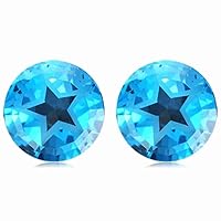 24.00 Cts of 13 mm Texas Star AA Matching Loose Swiss Blue Topaz (2 pcs) Gemstones