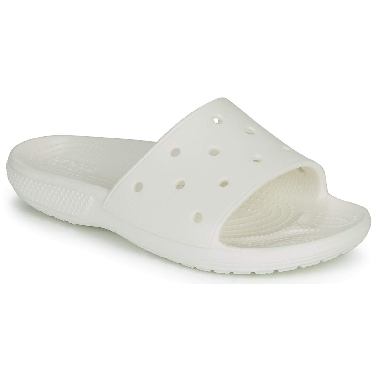 Crocs Unisex Classic Slide Sandals, White, 12 Men/14 Women